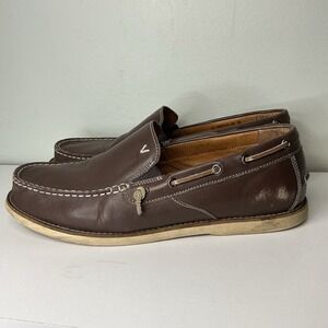 VIONIC Spring Greyson Boat Shoe - Men's Size 10.5 - Brown Leather Preppy Coastal